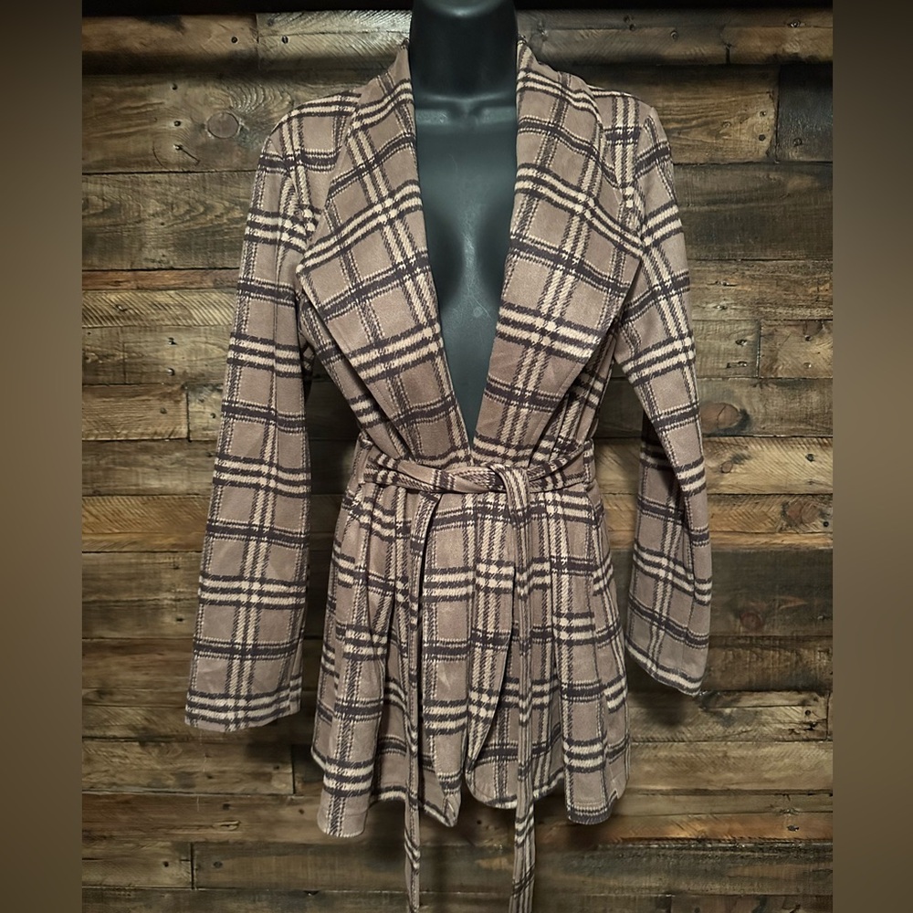 Potter's Pot plaid belted trench coat